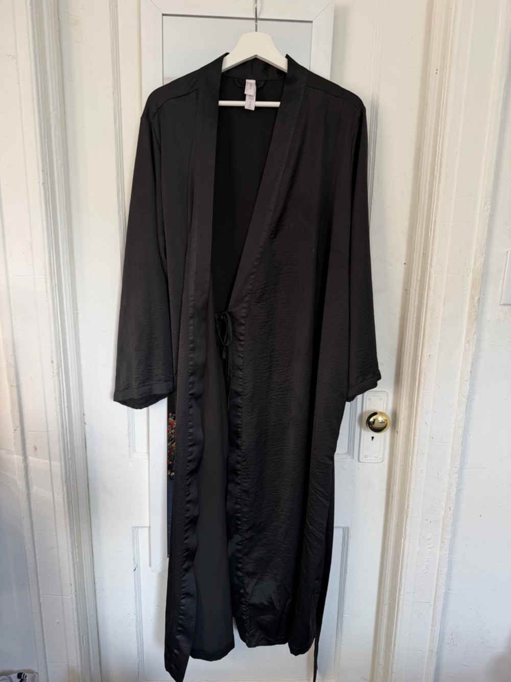 Black Long Satin Robe Target - Picture 2 of 7